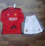 Long sleeve 23-24 Manchester United home Set.Jersey & Short High Quality