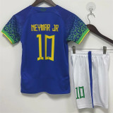 Kids kit 2022 Brazil Away (NEYMAR JR 10#)Thailand Quality