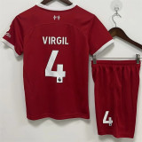 Kids kit 23-24 Liverpool home (VIRGIL 4#) Thailand Quality