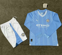 Long sleeve Kids kit 23-24 Manchester City home Thailand Quality
