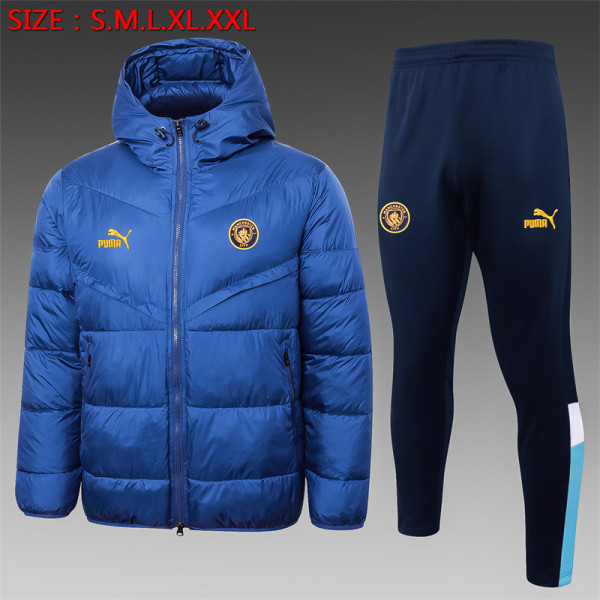 23-24 Manchester City (Colorful Blue) Cotton-padded clothes Soccer Jacket