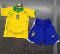Kids kit 2004 Brazil home (Retro Jersey) Thailand Quality