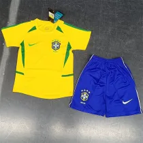 Kids kit 2002 Brazil home (Retro Jersey) Thailand Quality