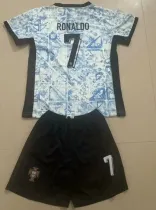 Kids kit 2024 Portugal Away (RONALDO 7#) Thailand Quality