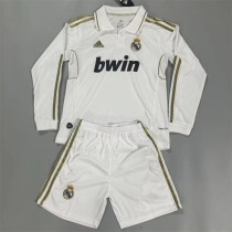 Long sleeve Kids kit 11-12 Real Madrid home (Retro Jersey) Thailand Quality