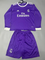 Long sleeve Kids kit 16-17 Real Madrid Away (Retro Jersey) Thailand Quality