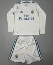 Long sleeve Kids kit 17-18 Real Madrid home (Retro Jersey) Thailand Quality