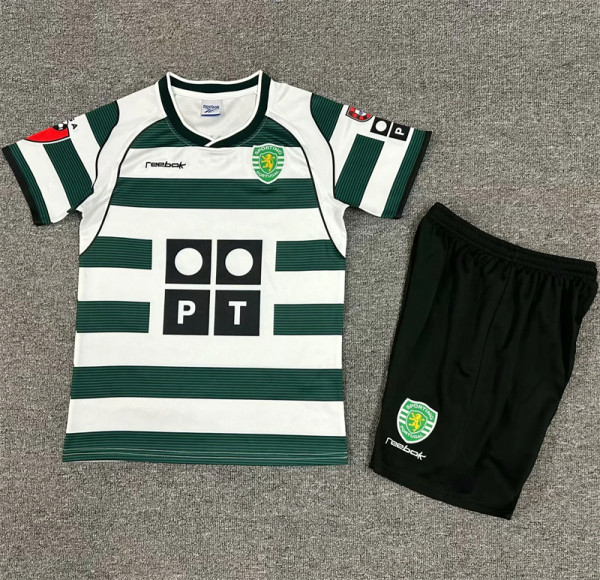 Kids kit 01-03 Sporting Lisbon home (Retro Jersey) Thailand Quality