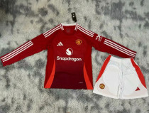 Long sleeve 24-25 Manchester United home Set.Jersey & Short High Quality