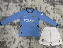 Long sleeve 24-25 Manchester City home Set.Jersey & Short High Quality