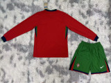 Long sleeve 2024 Portugal home Adult Jersey & Short Set Quality