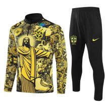 24-25 Brazil Yellowish black Adult Sweater tracksuit set