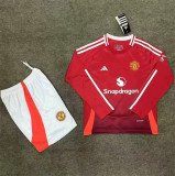Long sleeve Kids kit 24-25 Manchester United home Thailand Quality