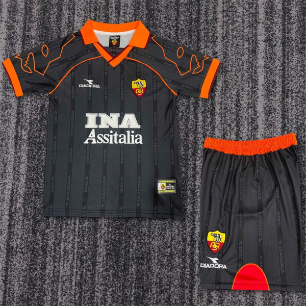 Kids kit 99-00 AS Roma Away (Retro Jersey) Thailand Quality