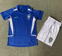 Kids kit 2002 Brazil Away (Retro Jersey) Thailand Quality