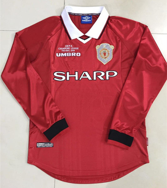 99-00 Manchester United home Long sleeve Retro Jersey Thailand Quality