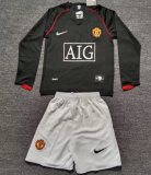 Long sleeve Kids kit 07-08 Manchester United Away (Retro Jersey) Thailand Quality