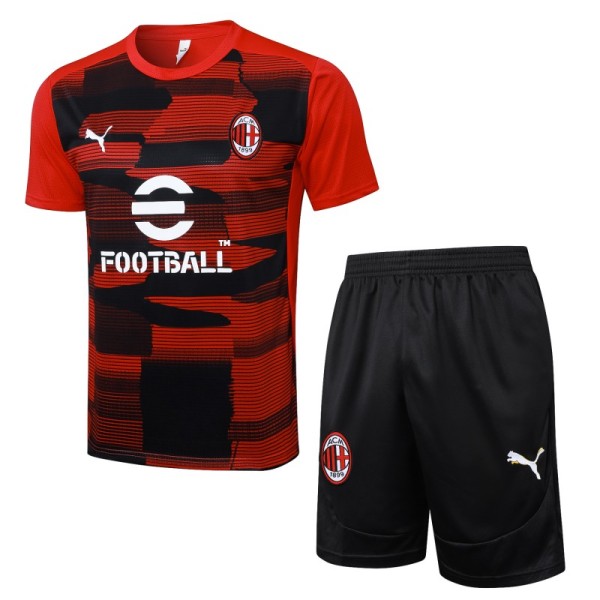 24-25 AC Milan Red and black inkjet (Training clothes) Set.Jersey & Short High Quality