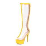 Arden Furtado Summer Fashion Trend Women's Shoes Peep Toe yellow Classics Transparent Waterproof Cool boots Elegant Back zipper