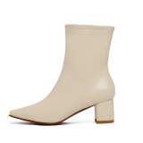 Arden Furtado Fashion Women's Shoes Winter Pointed Toe white Classics Chunky Heels pure color Short Boots Mature Women's Boots