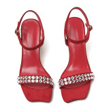 Arden Furtado Summer Fashion Trend Women's Shoes Classics pure color Crystal Rhinestone Buckle Narrow Band Sandals  Big size 42
