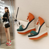 Arden Furtado Summer Fashion Trend Women's Shoes Mixed Colors Narrow Band Waterproof Classics Elegant Buckle Wedges Sandals