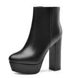 Arden Furtado Fashion Women's Shoes Winter Platform Pointed Toe Chunky Heels Zipper pure color Elegant Ladies Boots Short Boots