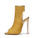 Arden Furtado Summer Fashion Trend Women's Shoes Zipper Peep Toe Cool boots yellow pink Party Shoes Classics Mature Big size47