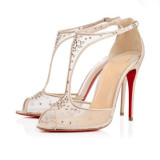 Arden Furtado Summer Fashion Women's Shoes Peep Toe Sexy Elegant red bottom White lace Wedding shoes stilettos heels Sandals Large size 45