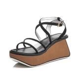 Arden Furtado Summer Fashion Trend Women's Shoes Mature Sandals Waterproof  Concise Buckle Narrow Band Classics