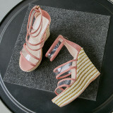 Arden Furtado Summer Fashion Women's Shoes pink Concise pvc wedges Sandals