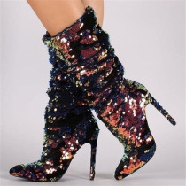 Arden Furtado Fashion Women's Shoes Winter Sequins Pointed Toe Stilettos Heels  Sexy Elegant Ladies Boots Crystal Rhinestone