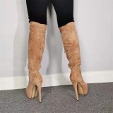 Arden Furtado Fashion Women's Shoes Winter Pointed Toe Stilettos Heels Zipper Elegant Ladies Boots pure color Knee High Boots