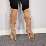 Arden Furtado Fashion Women's Shoes Winter Pointed Toe Stilettos Heels Zipper Elegant Ladies Boots pure color Knee High Boots
