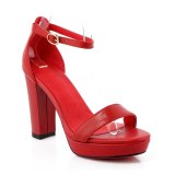Arden Furtado Summer Fashion Trend Women's Shoes Concise Leather Waterproof Buckle pure color red Sandals Party Shoes