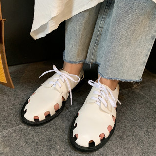 Arden Furtado Summer Fashion Trend Women's Shoes pure color White Sandals Cross Lacing  Leather Comfortable Leisure Shallow