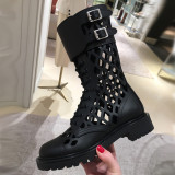 Arden Furtado Summer Fashion Women's Shoes sexy Mature Classics Cool boots Lace up Women's Boots fretwork matin Boots  Big size 43