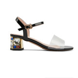 Arden Furtado Summer Fashion Trend Women's Shoe Elegant  PVC Classics Sandals Narrow Band Buckle Chunky Heels Big size 43