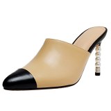 Arden Furtado Summer Fashion Women's Shoes Mules Pointed Toe Stilettos Heels Sexy Elegant Slippers Pearl heels Mules Big size 41