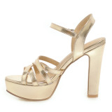 Arden Furtado Summer Fashion Women's Shoes gold Narrow Band platform Sandals Sexy Elegant white shoes