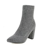 Arden Furtado Fashion Women's Shoes Winter Pointed Toe Chunky Heels  Sexy Elegant Ladies Boots pure color Slip-on Short Boots