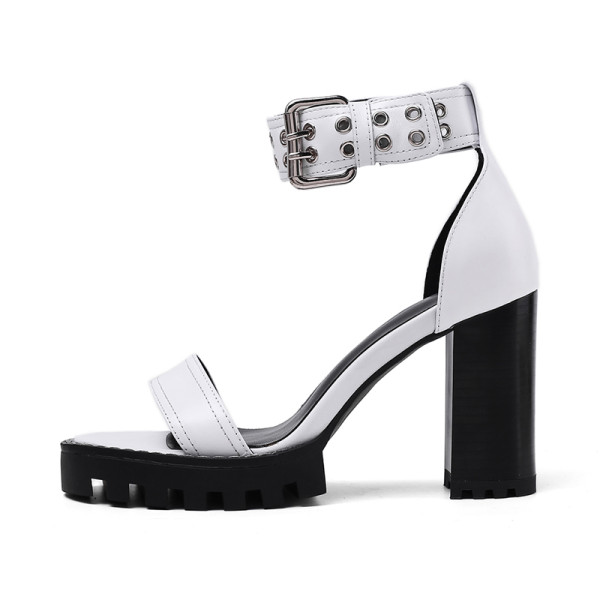 Arden Furtado Summer Fashion Women's Shoes Classics Narrow Band  Sexy Elegant leisure Platform rivets White Sandals