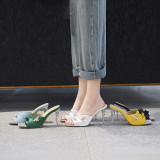 Arden Furtado Summer Fashion Women's Shoes Classics Crystal Rhinestone Stilettos Heels yellow green blue Elegant Slippers