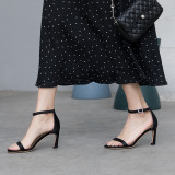Arden Furtado Summer Fashion Trend Women's Shoes Stilettos Heels  Sexy Elegant pure color Buckle Narrow Band  Big size 40