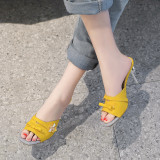 Arden Furtado Summer Fashion Women's Shoes Classics Crystal Rhinestone Stilettos Heels yellow green blue Elegant Slippers