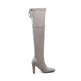 Arden Furtado Fashion Women's Shoes Winter  gray Pointed Toe Chunky Heels Sexy Elegant Ladies Boots pure color Thigh High Boots