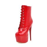 Arden Furtado Fashion Women's Shoes Winter round Toe Platform pure color red Stilettos Heels Zipper Sexy Elegant Ladies Boots