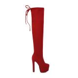 Arden Furtado Fashion Women's Shoes Winter Pointed Toe Chunky Heels Sexy Ladies Boots red Thigh High Boots