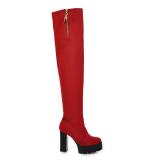 Arden Furtado Fashion Women's Shoes Winter Over the knee Women's Boots Chunky Heels platform Red  boots