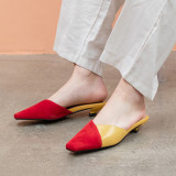 Arden Furtado Summer Fashion Trend Women's Shoes yellow Mixed Colors Mules Pointed Toe Stilettos Heels Sexy Elegant Slippers